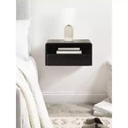 Solid Mango Wood Floating Side Table with Drawer