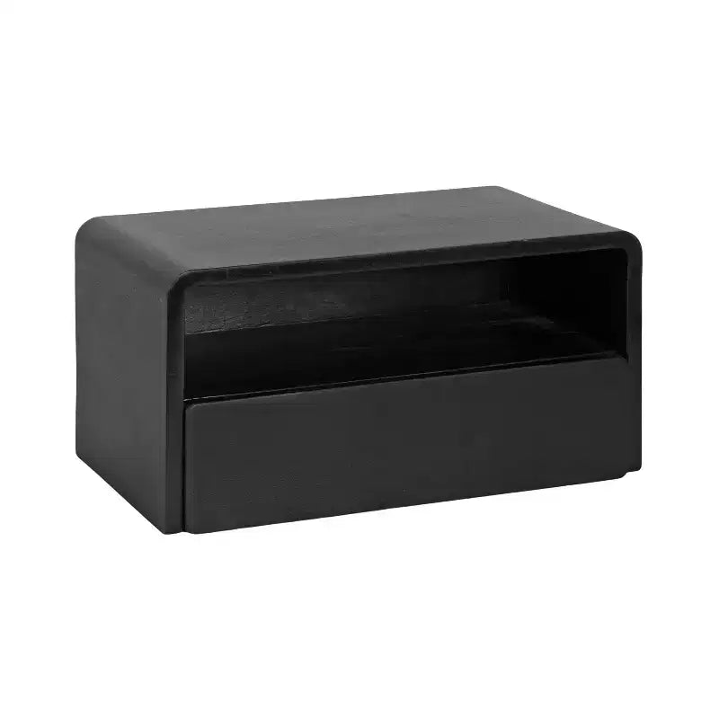 Solid Mango Wood Floating Side Table with Drawer