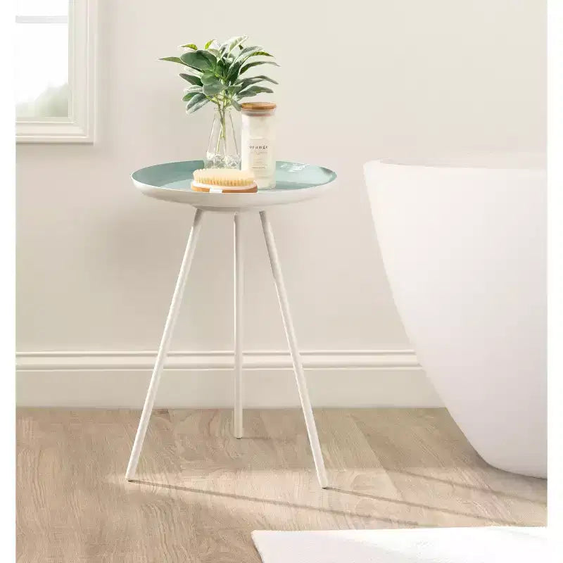 Round Metal Tripod Side Table with Enamel Top