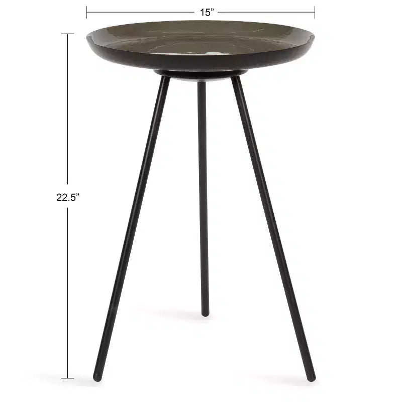 Round Metal Tripod Side Table with Enamel Top