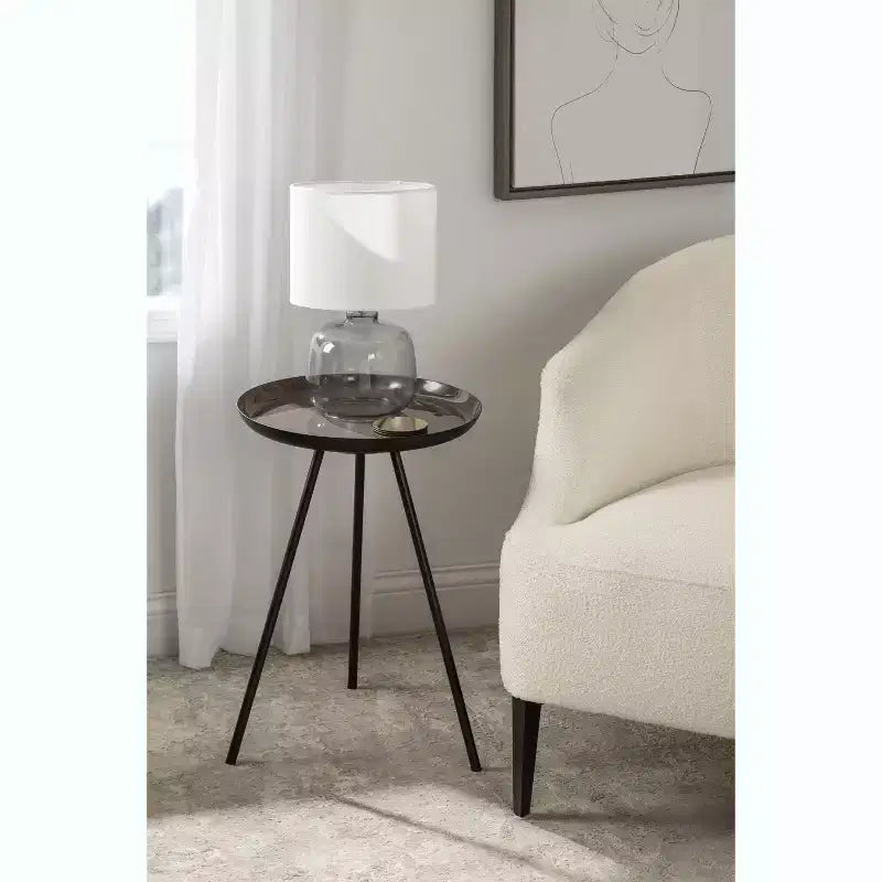 Round Metal Tripod Side Table with Enamel Top
