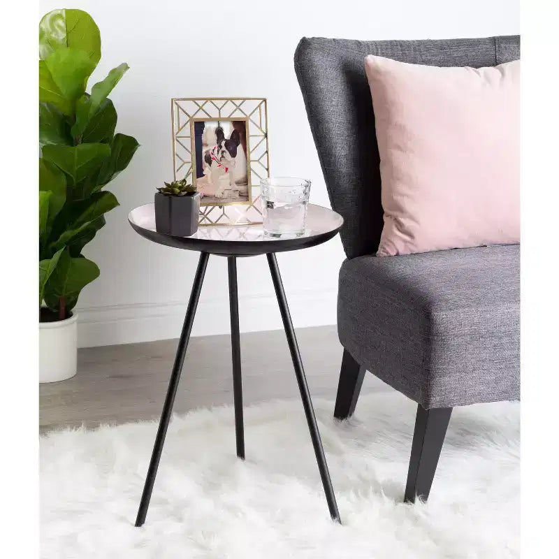 Round Metal Tripod Side Table with Enamel Top