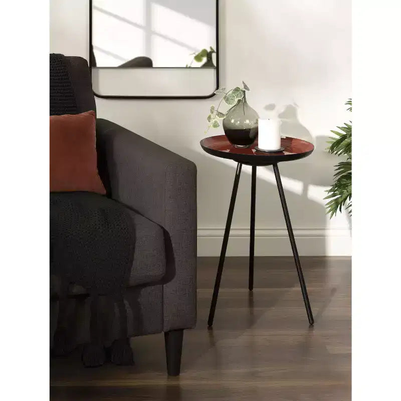 Round Metal Tripod Side Table with Enamel Top