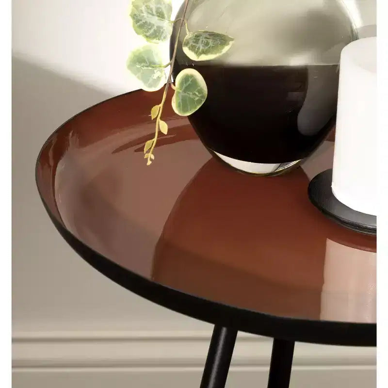 Round Metal Tripod Side Table with Enamel Top
