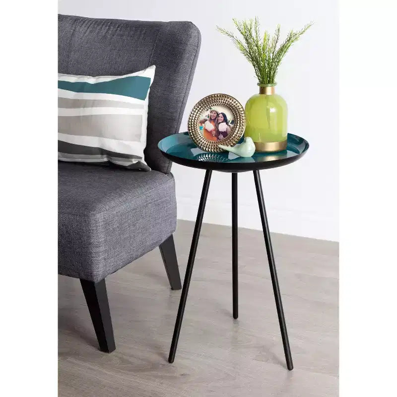 Round Metal Tripod Side Table with Enamel Top