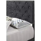 Velvet Tufted Panel Bed, for 152 × 203 cm Mattress
