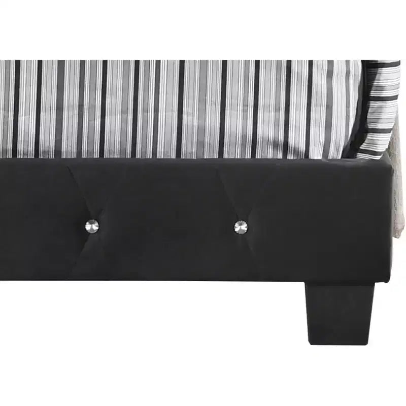 Velvet Tufted Panel Bed, for 152 × 203 cm Mattress