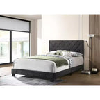 Velvet Tufted Panel Bed, for 152 × 203 cm Mattress