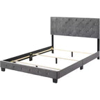 Velvet Tufted Panel Bed, for 152 × 203 cm Mattress