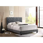 Velvet Tufted Panel Bed, for 152 × 203 cm Mattress