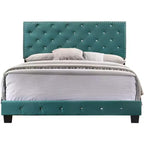 Velvet Tufted Panel Bed, for 152 × 203 cm Mattress