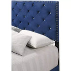 Velvet Tufted Panel Bed, for 152 × 203 cm Mattress