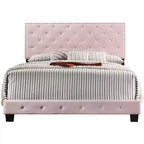 Velvet Tufted Panel Bed, for 152 × 203 cm Mattress