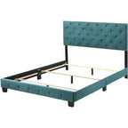 Velvet Tufted Panel Bed, for 152 × 203 cm Mattress