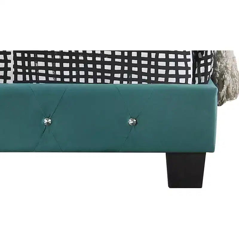 Velvet Tufted Panel Bed, for 152 × 203 cm Mattress