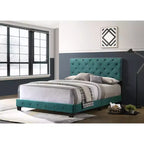 Velvet Tufted Panel Bed, for 152 × 203 cm Mattress