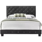 Velvet Tufted Panel Bed, for 152 × 203 cm Mattress