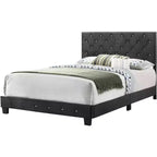 Velvet Tufted Panel Bed, for 152 × 203 cm Mattress