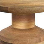 Handcrafted Solid Mango Wood Round Accent Table, White Wash