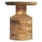 Handcrafted Solid Mango Wood Round Accent Table, White Wash