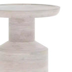 Handcrafted Solid Mango Wood Round Accent Table, White Wash