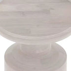 Handcrafted Solid Mango Wood Round Accent Table, White Wash