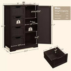 Wooden Bathroom Floor Cabinet with 4 Drawers and Cupboard