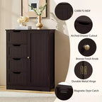 Wooden Bathroom Floor Cabinet with 4 Drawers and Cupboard