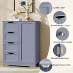 Wooden Bathroom Floor Cabinet with 4 Drawers and Cupboard