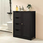 Wooden Bathroom Floor Cabinet with 4 Drawers and Cupboard