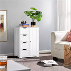 Wooden Bathroom Floor Cabinet with 4 Drawers and Cupboard