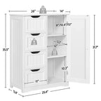 Wooden Bathroom Floor Cabinet with 4 Drawers and Cupboard