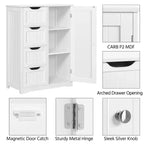 Wooden Bathroom Floor Cabinet with 4 Drawers and Cupboard