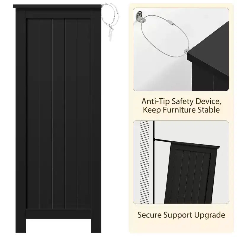 Wooden Bathroom Floor Cabinet with 4 Drawers and Cupboard