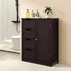Wooden Bathroom Floor Cabinet with 4 Drawers and Cupboard