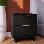 Modern 2 Drawer Nightstand with Gold Hardware