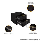 Modern 2 Drawer Nightstand with Gold Hardware
