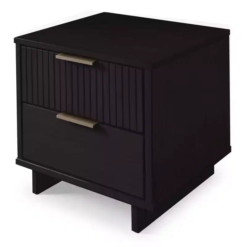 Modern 2 Drawer Nightstand with Gold Hardware