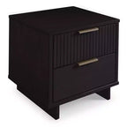 Modern 2 Drawer Nightstand with Gold Hardware