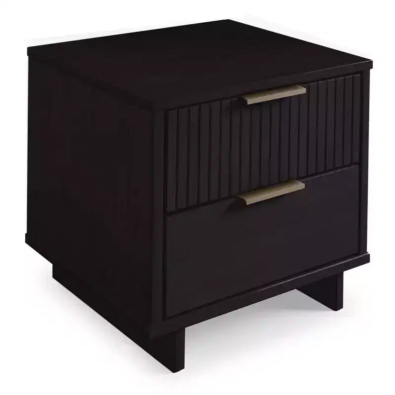 Modern 2 Drawer Nightstand with Gold Hardware