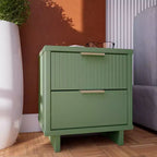 Modern 2 Drawer Nightstand with Gold Hardware