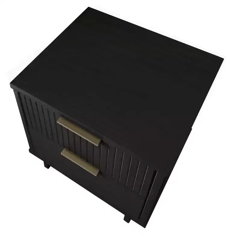 Modern 2 Drawer Nightstand with Gold Hardware