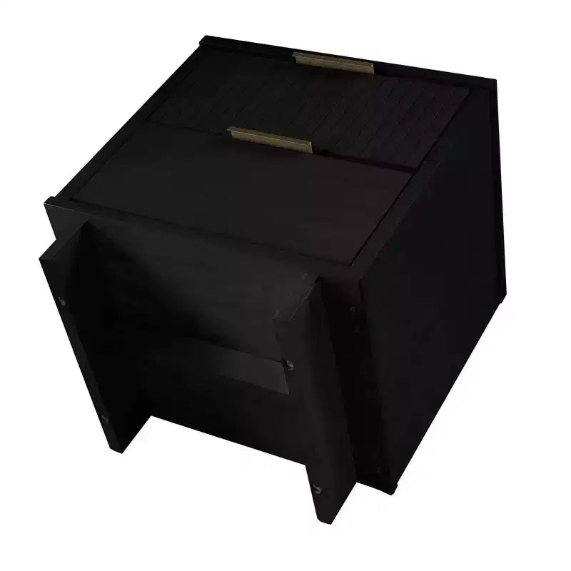 Modern 2 Drawer Nightstand with Gold Hardware
