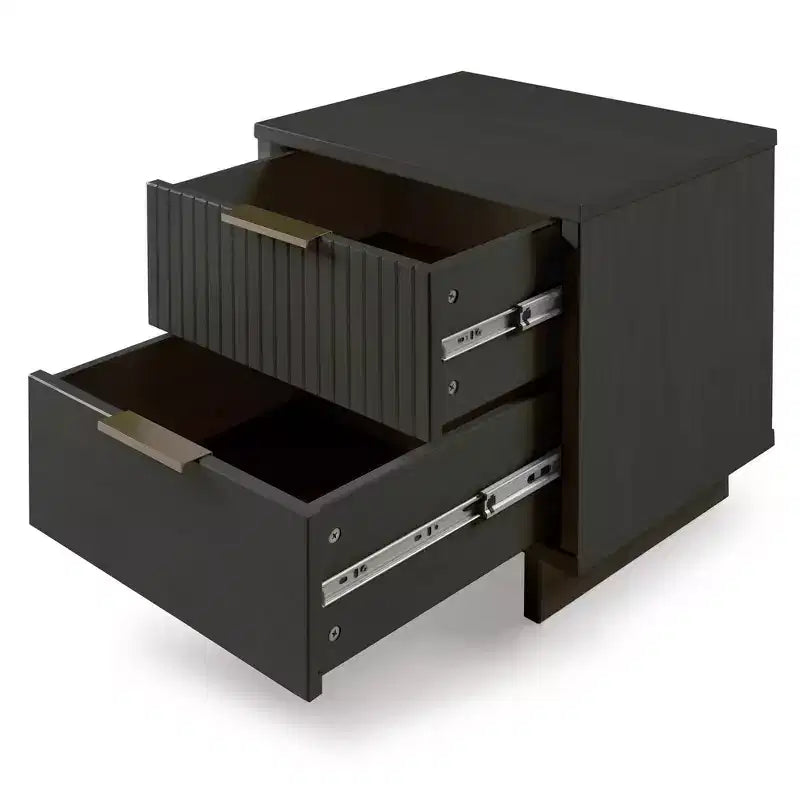 Modern 2 Drawer Nightstand with Gold Hardware