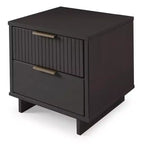 Modern 2 Drawer Nightstand with Gold Hardware