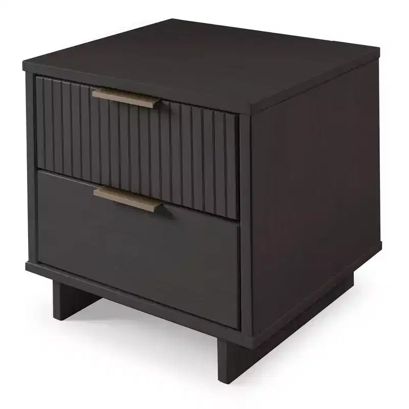 Modern 2 Drawer Nightstand with Gold Hardware