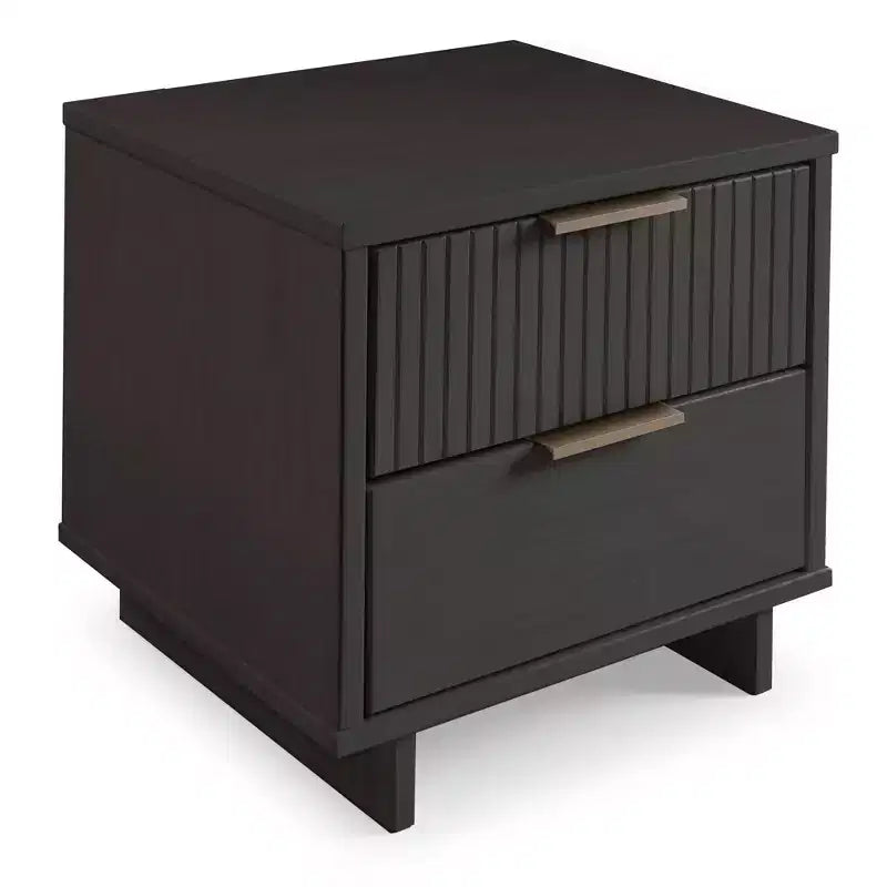 Modern 2 Drawer Nightstand with Gold Hardware