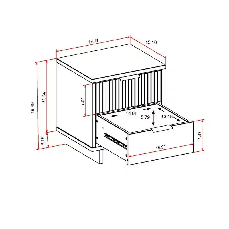 Modern 2 Drawer Nightstand with Gold Hardware