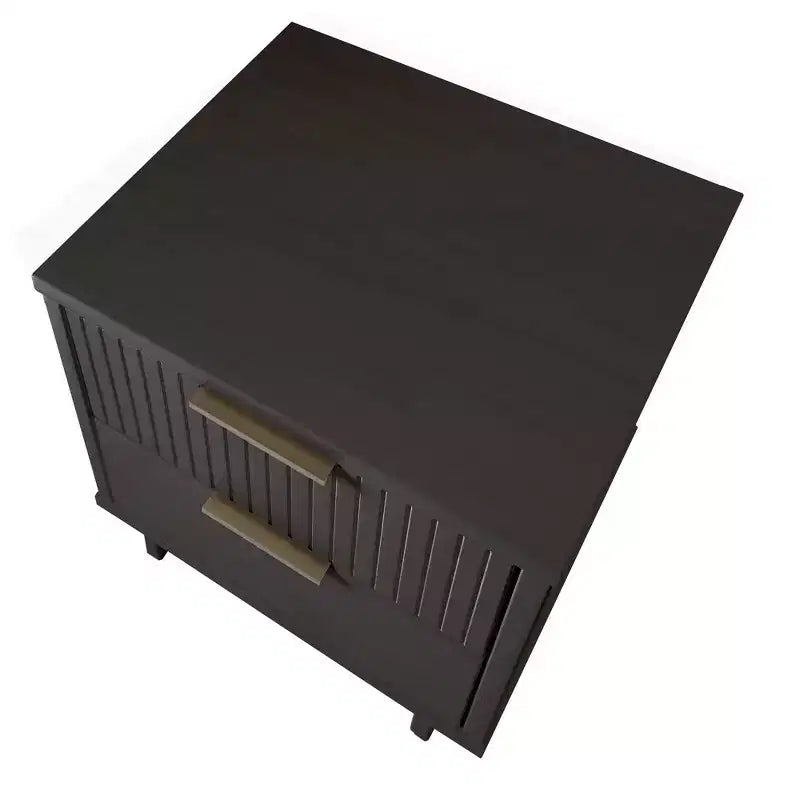 Modern 2 Drawer Nightstand with Gold Hardware