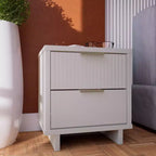 Modern 2 Drawer Nightstand with Gold Hardware